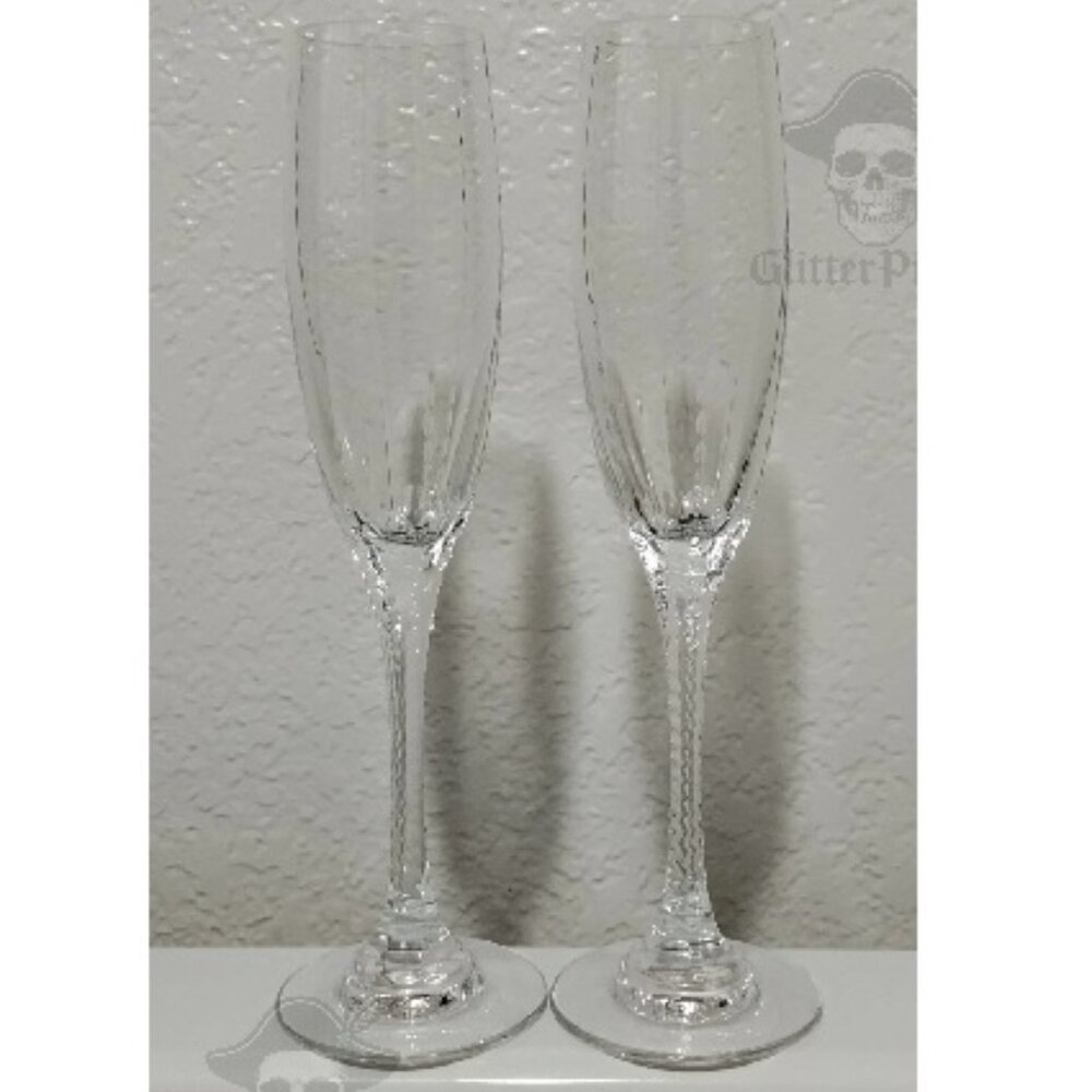 Set of 2 Fabergé Atelier Bristol Crystal 10" Champagne Flutes | Signed | MINT